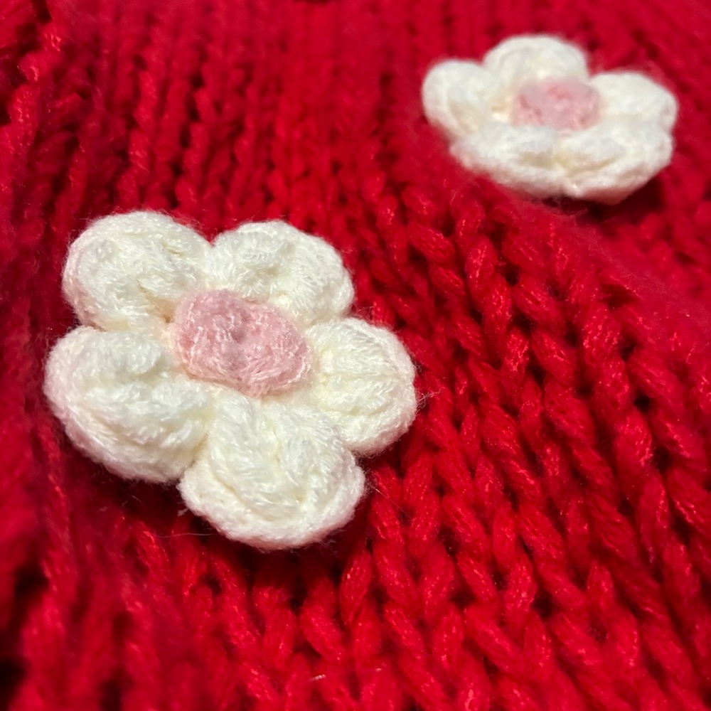 Luna Ivy Red Floral Open Front Sweater Cardigan S… - image 2